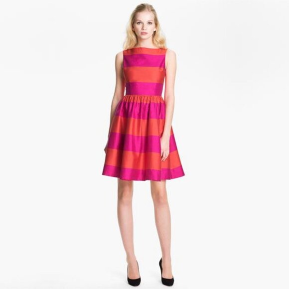 RARE Kate Spade Striped Carolyn Dress in Vivid Snapdragon ASO Taylor Swift - Picture 3 of 8